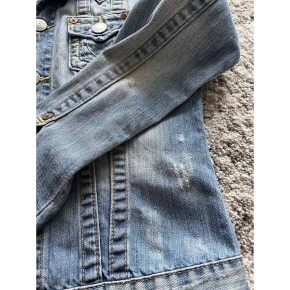 Y2K True Religion Women’s Denim Jacket Size S Style Jimmy Distressed - Picture 4 of 6
